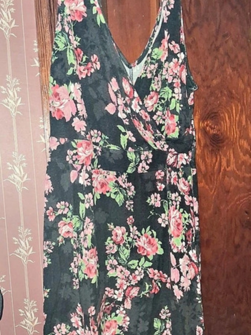 Floral Mini Dress in Black & Pink Like New